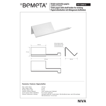 Bemeta NIVA uchwyt na papier toaletowy z półeczką 101104015