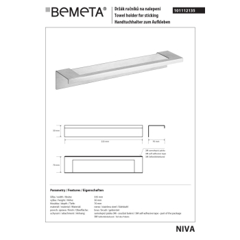 Bemeta NIVA Wieszakt na ręcznik 335 mm 101112135