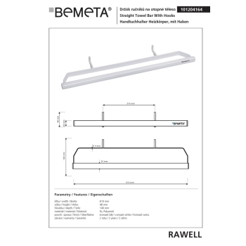 Bemeta RAWELL wieszak na grzejnik na ręcznik 101204164$K