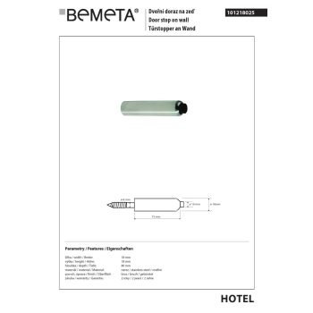 Bemeta Odbojnik ścienny stal nierdzewna mat 101218025