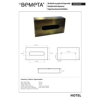 Bemeta RETRO Bronze pudełko na chusteczki higieniczne 102303022