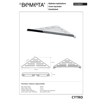 Bemeta CYTRO mydelniczka mała stal nierdzewna błyszcząca 102308051