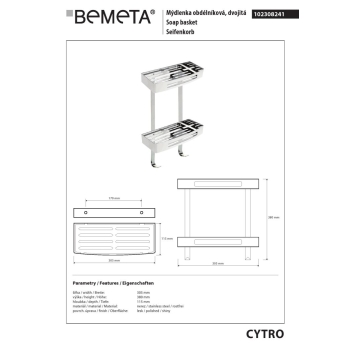 Bemeta CYTRO Koszyk prysznicowy podwójny błyszczący 102308241