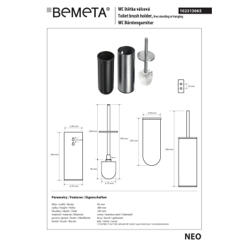 Bemeta NEO szczotka wc wolnostojąca/do montażu naściennego 102313065