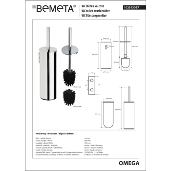 Bemeta OMEGA szczotka wc wolnostojąca/do montażu naściennego 102313067