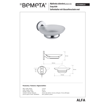 Bemeta ALFA Szklana mydelniczka 102408023