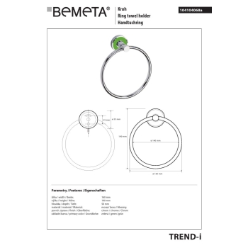 Bemeta TREND-I Ring wieszak na ręcznik zielony 104104068a