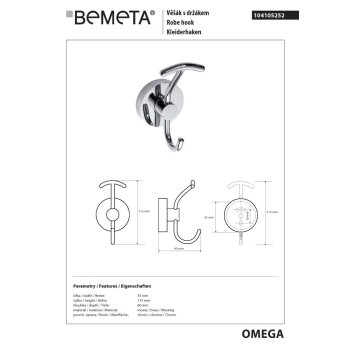 Bemeta OMEGA Wieszak na ubranie 104105252