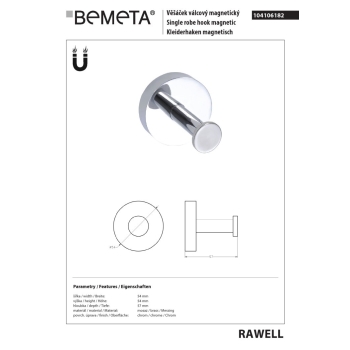 Bemeta RAWELL haczyk na magnes 104106182