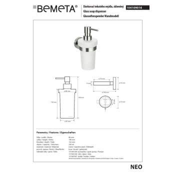 Bemeta NEO Dozownik mydła 230 ml 104109016