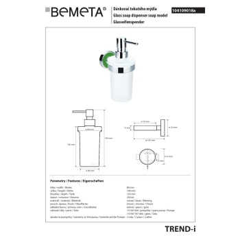 Bemeta TREND-I Dozownik mydła 230 ml zielony 104109018a