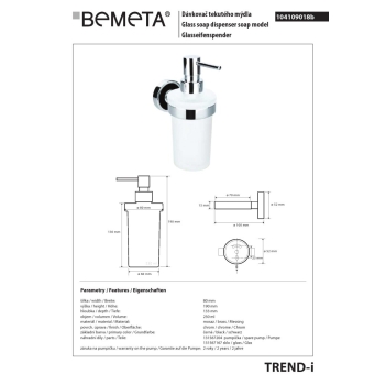 Bemeta TREND-I Dozownik mydła 230 ml czarny 104109018b