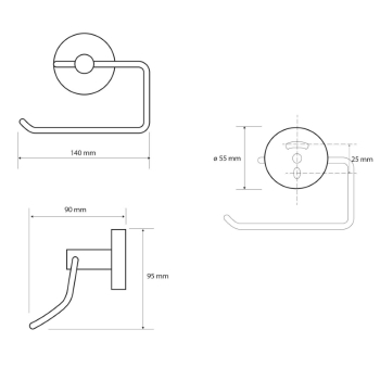 Bemeta Dark Uchwyt papieru wc bez klapki 104112040 czarny