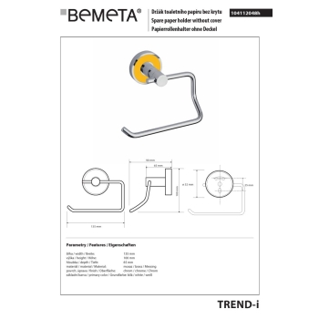 Bemeta TREND-I uchwyt na papier toaletowy 104112048h