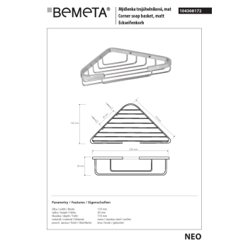 Bemeta NEO mydelniczka ażurowa narożnikowa 104308172