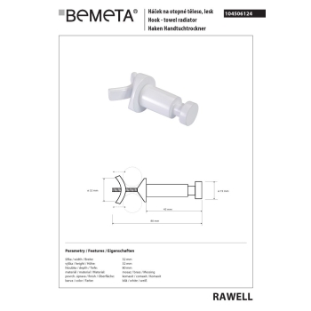 Bemeta RAWELL Wieszak na grzejnik biały 104506124