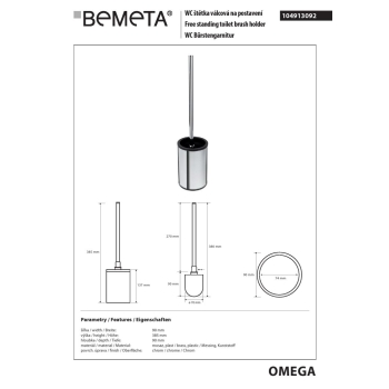 Bemeta OMEGA wolnostojąca szczotka wc 104913092