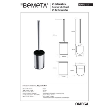 Bemeta OMEGA Szczotka do WC stojąca 104913152