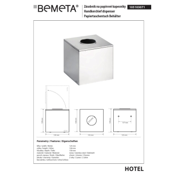 Bemeta Pojemnik na chusteczki higieniczne stal nierdzewna błyszcząca 105103071