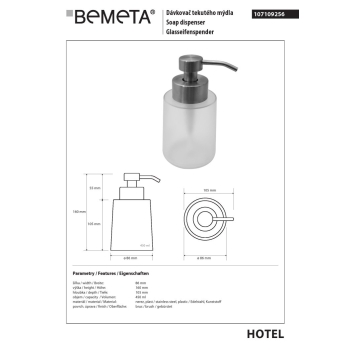 Bemeta Dozownik mydła 450 ml 107109256