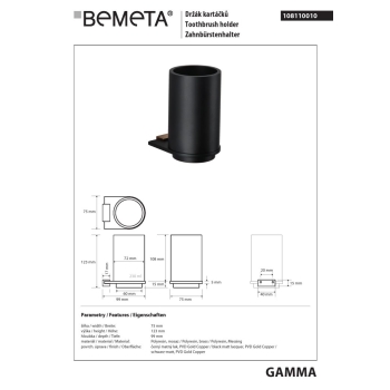 Bemeta GALLA kubek na szczoteczki do zębów 108110010