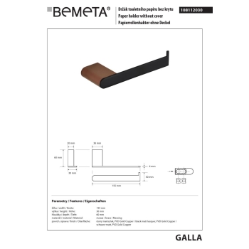 Bemeta GALLA Uchwyt na papier toaletowy prawy 108112030