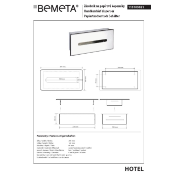 Bemeta Wbudowany pojemnik do chusteczek higienicznych 113103021