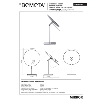 Bemeta Lusterko kosmetyczne stojące jednostronne 3x 116201252