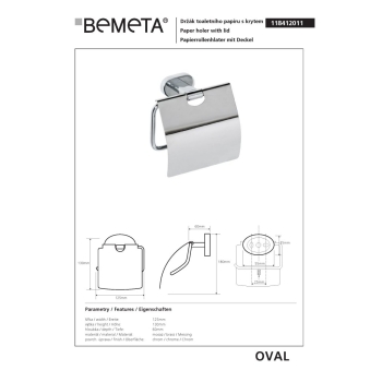 Bemeta OVAL uchwyt na papier toaletowy z klapką 118412011