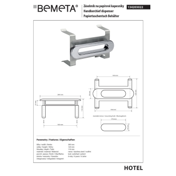 Bemeta Wbudowany uchwyt na chusteczki higieniczne 134203022