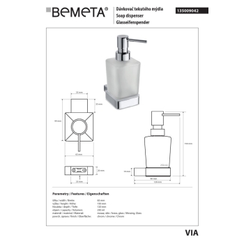 Bemeta VIA Dozownik mydła 250 ml 135009042