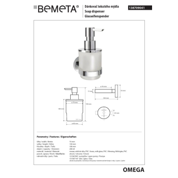 Bemeta OMEGA Dozownik mydła 200 ml 138709041
