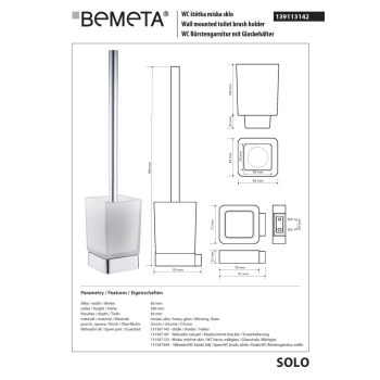 Bemeta SOLO szczotka do wc szkło uchwyt chrom 139113142