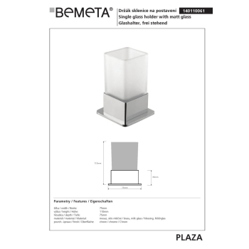 Bemeta PLAZA wolnostojący uchwyt ze szklanym kubkiem 140110061