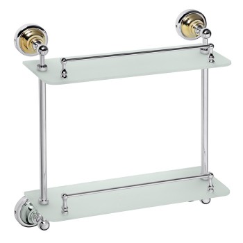 Bemeta RETRO gold/chrome Podwójna szklana półka 144202128$K