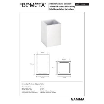 Bemeta GAMMA kubek wolnostojący 145711314