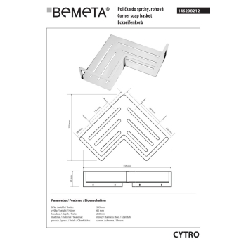 Bemeta CYTRO Narożna półka prysznicowa 146208212