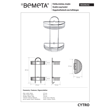 Bemeta CYTRO Podwójna półka prysznicowa 146208242