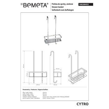 Bemeta CYTRO Wisząca półka prysznicowa 146208432