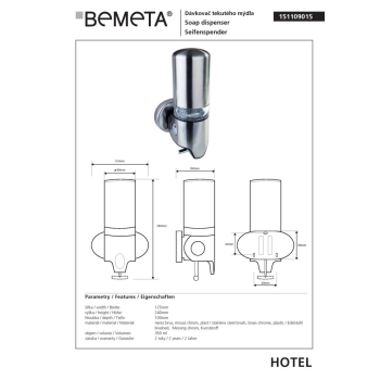 Bemeta Dozownik mydła 350 ml stal nierdzewna 151109015