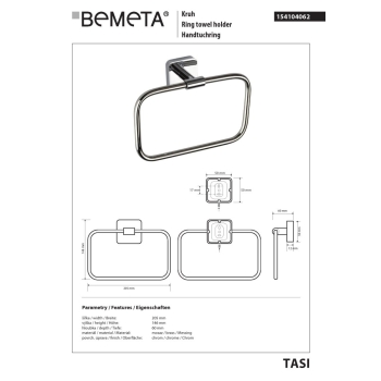 Bemeta TASI Ring wieszak na ręcznik 154104062
