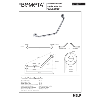 Bemeta HELP Uchwyt kątowy stal nierdzewna 301102011$K