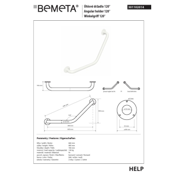 Bemeta HELP Uchwyt kątowy biały 301102014$K
