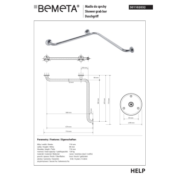 Bemeta HELP Uchwyt prysznicowy matowy 301102032$K