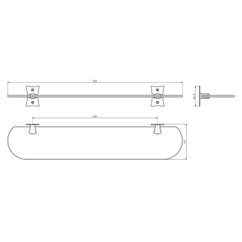 Sapho Rebecca półka szklana 580mm czarna CC015
