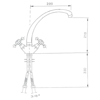 Sapho ANTEA bateria kuchenna wysokość 265mm chrom/złoto 3112