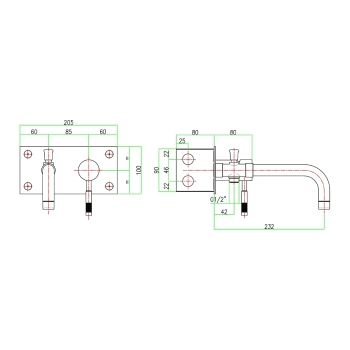 Sapho RHAPSODY bateria wannowa podtynkowa2 funkcjedługość wylewki 232mmchrom 5578