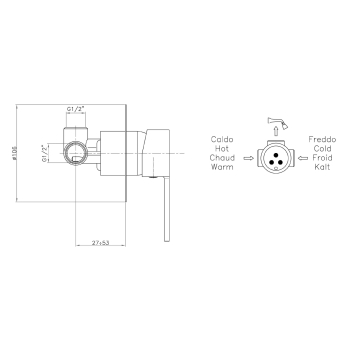Sapho ESPADA bateria prysznicowa podtynkowa 1 wyjście chrom ES41