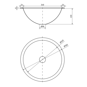Nofer Umywalka wpuszczana w blat średnica 355 mm stal nierdzewna 13029.B