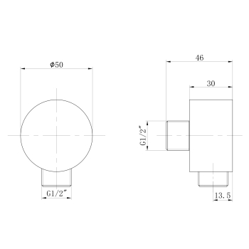 Sapho Przyłącze kątowe średnica 57mm chrom 9811